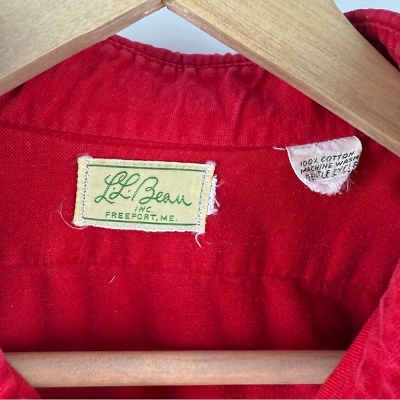 Vintage L.L. Bean Red 100% Cotton Shirt – Men’s Large - Picture 3 of 5